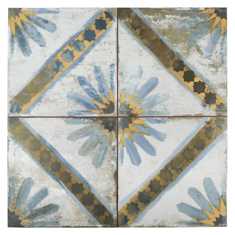 Merola Tile Kings Marrakech Blue 175/8inch x 175/8inch Ceramic