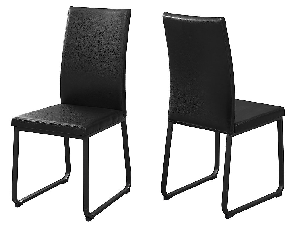 Dining Chair 38 Inch H Black Leather Look Set Of 2