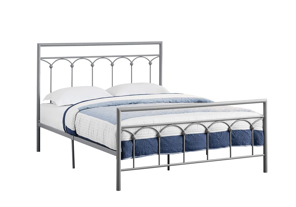 Monarch Specialties Bed Queen Size Silver Metal Frame Only The Home Depot Canada