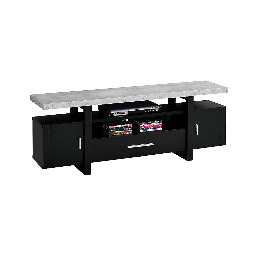 Monarch Specialties Tv Stand 60 Inch L Black Cement Look Top The Monarch Specialties Tv Stand 60 Inch L Black Cement Look Top