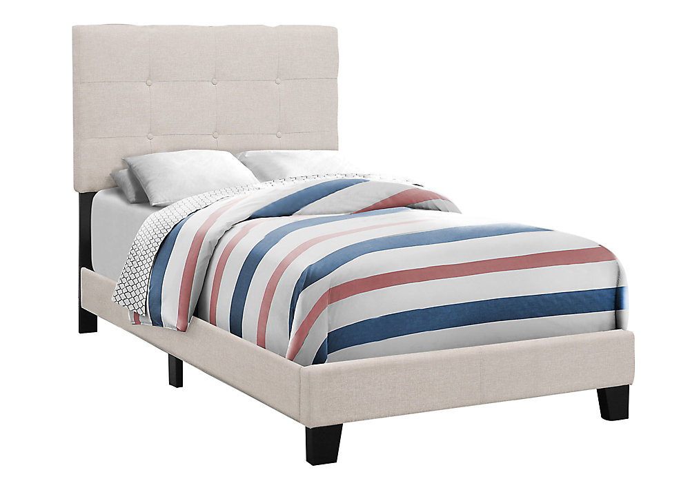 Bed Twin Size Beige Linen