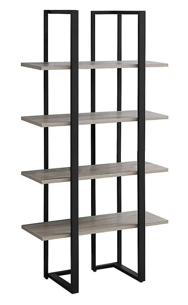 Bookcase 60 Inch H Dark Taupe W Black Metal