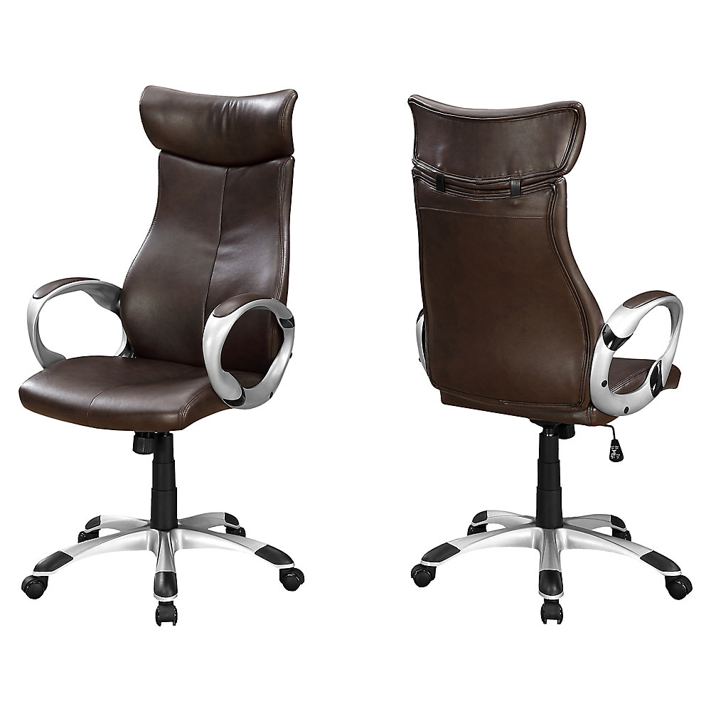 Monarch Specialties Office Chair Brown LeatherLook High