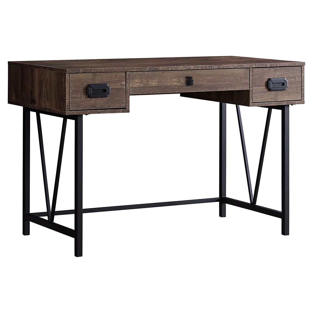 Monarch Specialties Computer Desk 48inch L Brown Wood Grain Black Metal The Home Depot Canada