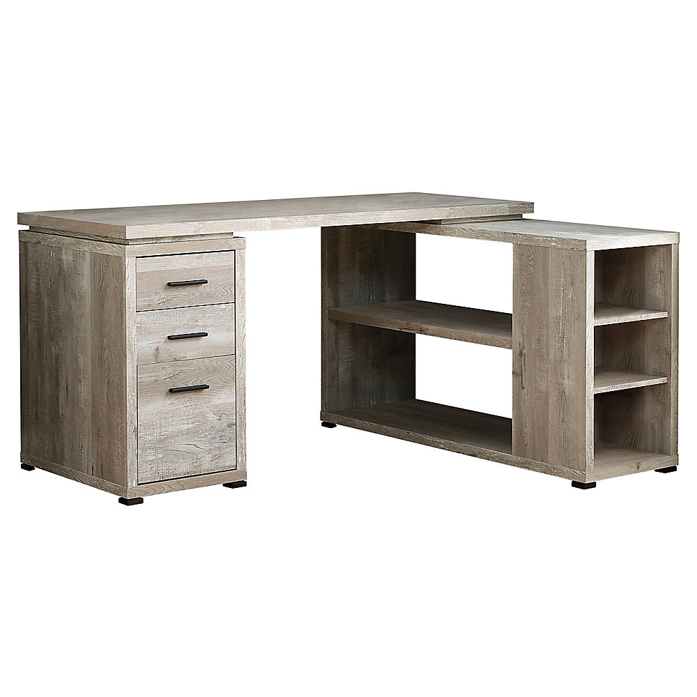 Computer Desk Taupe Wood Grain Lr Facing Corner