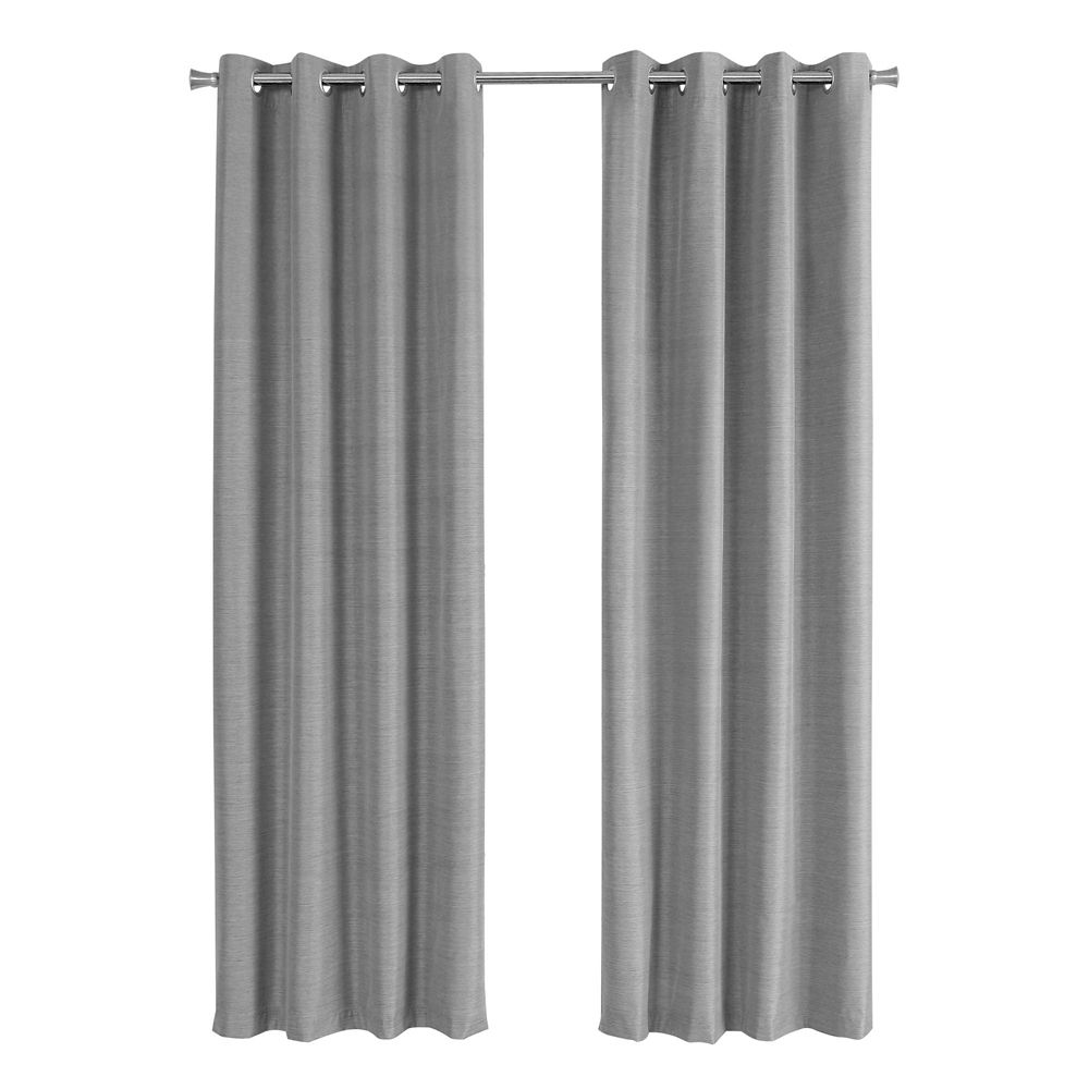 Monarch Specialties Grey Solid Curtain Panel