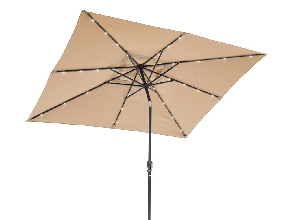 SunRay 9 ft.x7 ft. Rectangular Solar Lighted Umbrella Taupe The
