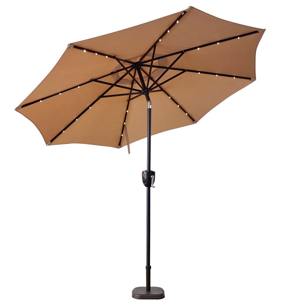 SunRay 9 ft. Round 8Rib Alumnm Bluetooth Solar Lighted Umbrella