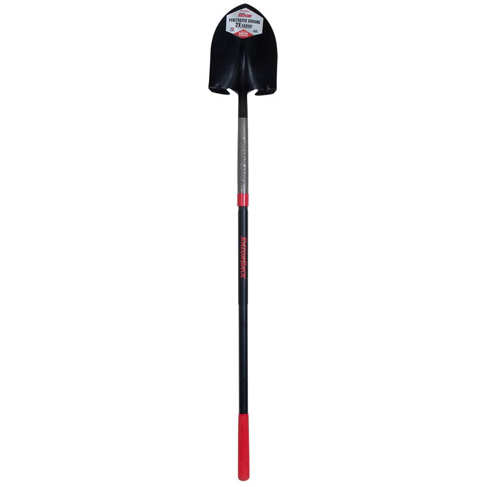 PowerEdge Round Point Shovel with Long Fiberglass Handle