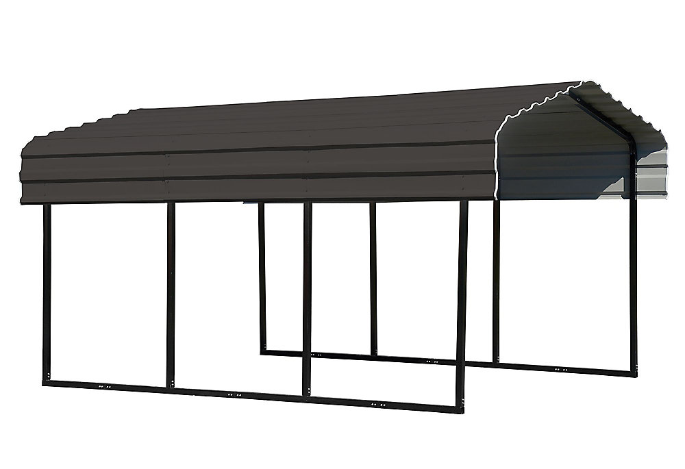 Arrow Steel Carport 10 X 15 X 7 Ft Galvanized Black Charcoal