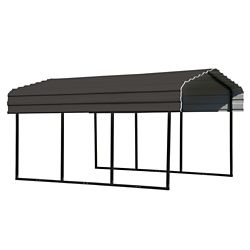 Arrow Steel Carport 10 x 15 x 7 ft. Galvanized Black/Charcoal | The ...