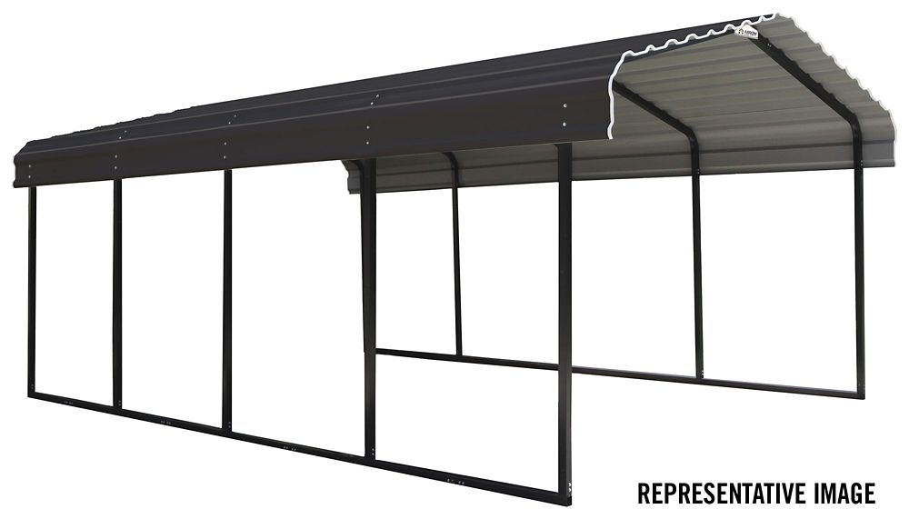 Arrow Steel Carport 12 X 24 X 7 Ft Galvanized Black Charcoal The   P 1001301056 