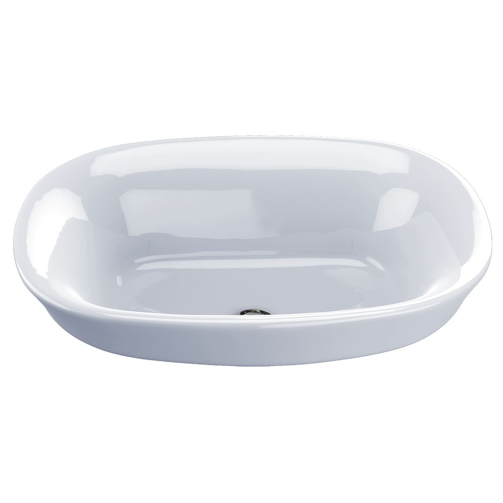 Maris Oval Semi Recessed Vessel Bathroom Sink With Cefiontect Cotton White