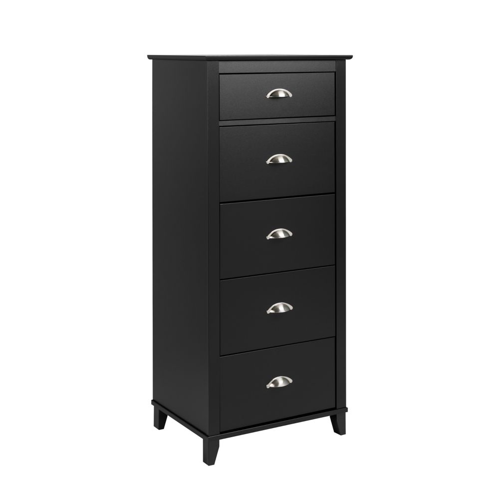 Prepac Yaletown 5Drawer Tall Chest Black The Home Depot Canada
