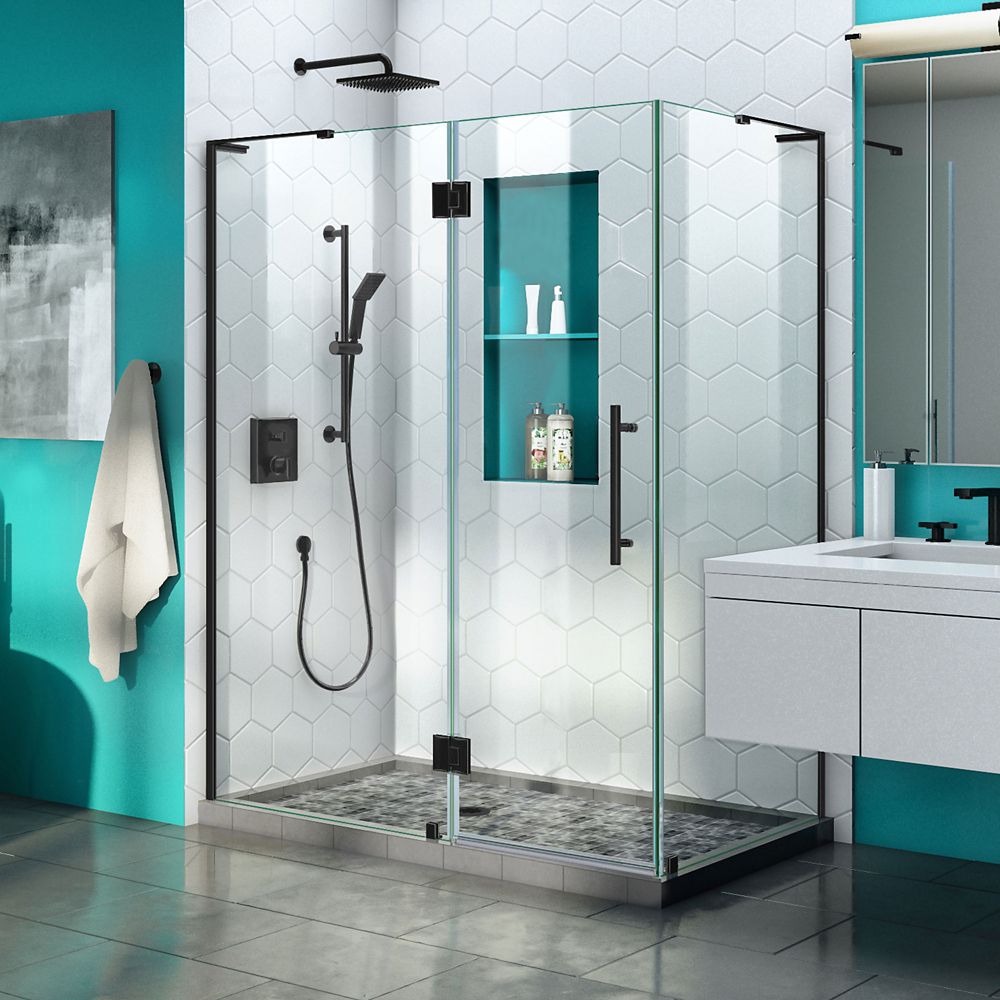DreamLine Quatra Plus 32 inch D x 46 inch W Frameless Hinged Shower
