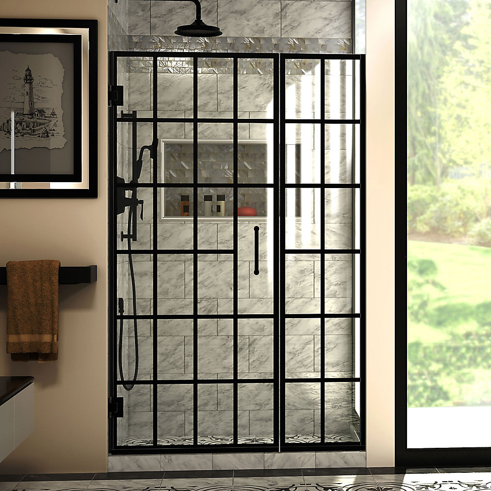 Dreamline Unidoor Toulon 46 1 2 Inch W X 72 H Frameless Dreamline Unidoor Toulon 46 1 2 Inch W X 72 H Frameless Hinged Shower Door In Satin Black