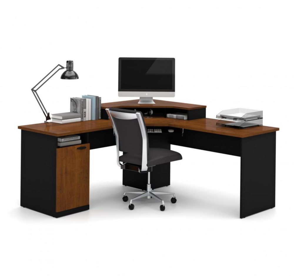 Hampton Corner Workstation In Tuscany Brown Black