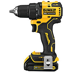 ATOMIC 20V MAX Lithium-Ion Brushless Cordless Compact 1/2-inch Drill Driver with (2) Batteries 1.3Ah, Charger & Bag