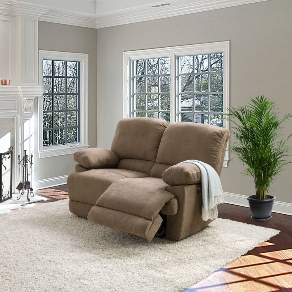 Corliving Brown Chenille Fabric Power Reclining Loveseat With USB Port   P 1001313693 