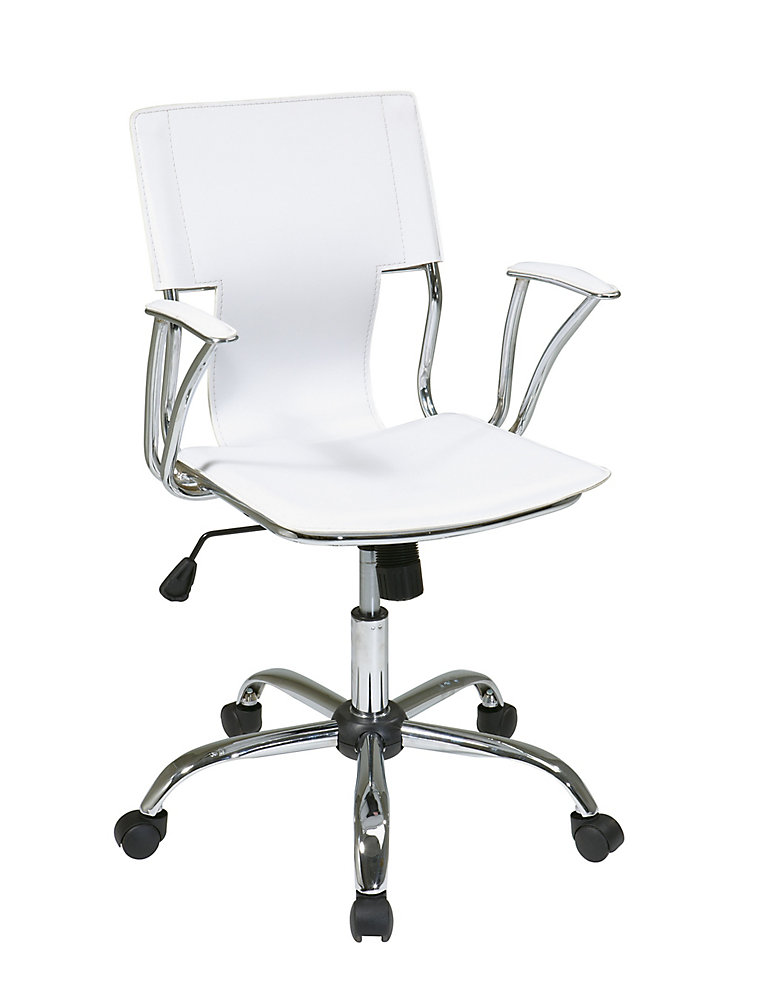 Dorado Office Chair In White Vinyl And Chrome Finish