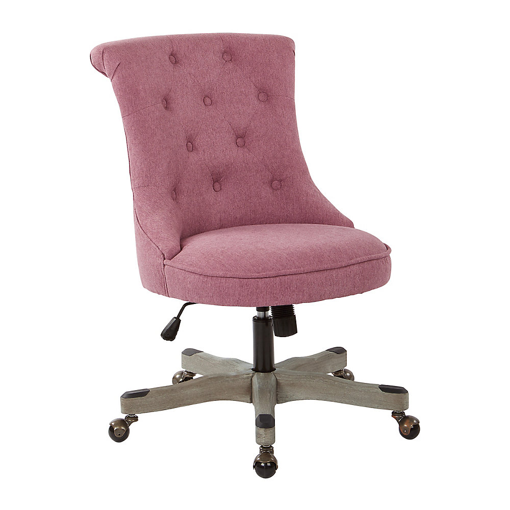 Hannah Tufted Office Chair In Orchid Fabric With Grey Wood Base