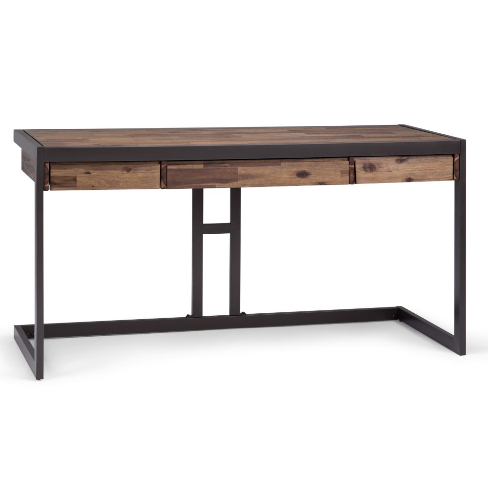 Simpli Home Erina Solid Acacia Wood Desk in Rustic Natural Aged Brown