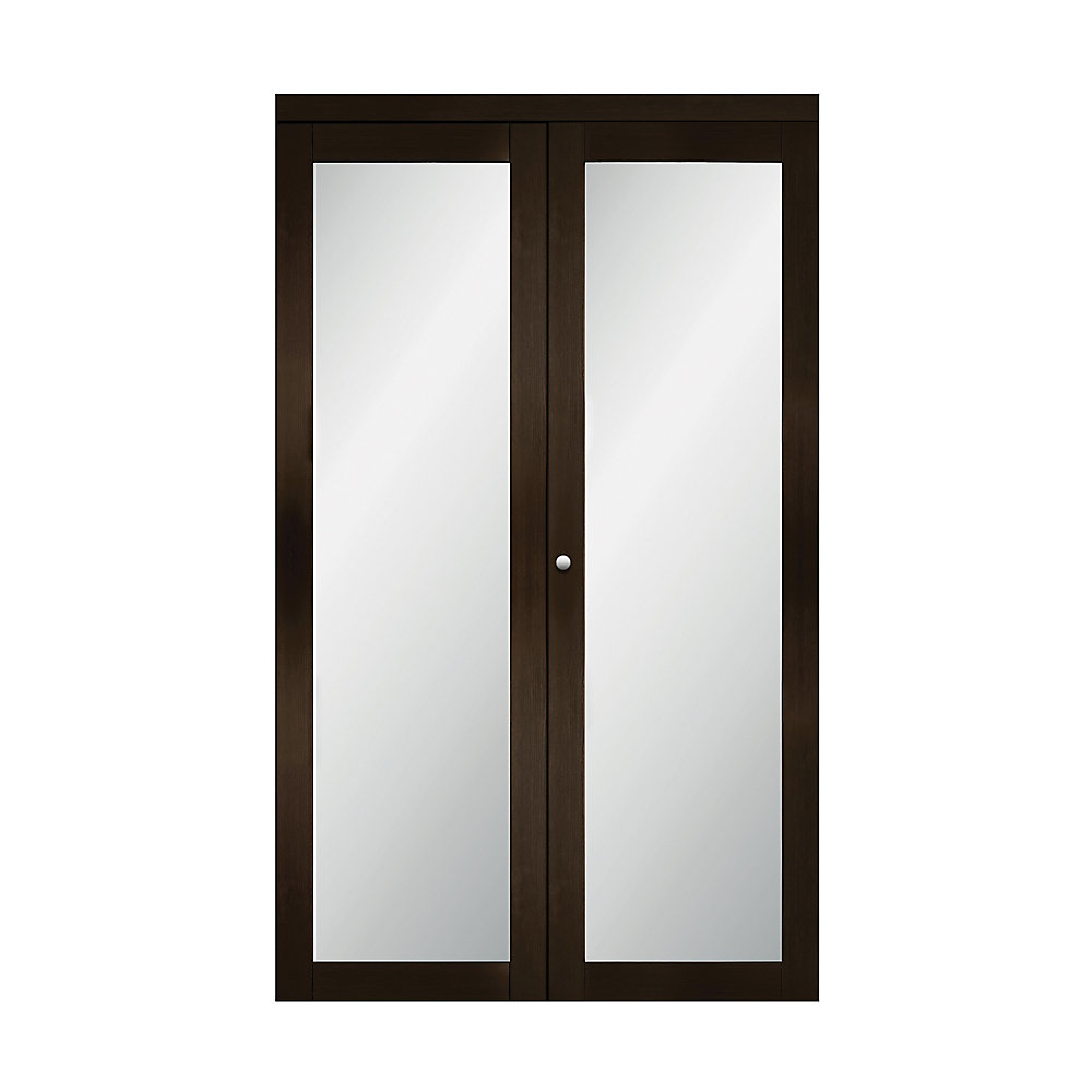 36 Modern European Espresso Bi Fold Closet Door 1 Frosted Glass Lite