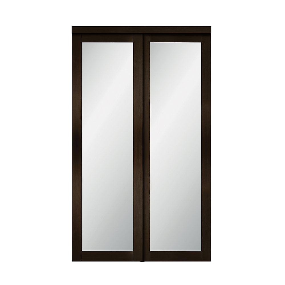Truporte 48 Modern European Espresso Sliding Closet Door 1 Frosted Truporte 48 Modern European Espresso Sliding Closet Door 1 Frosted Glass Lite