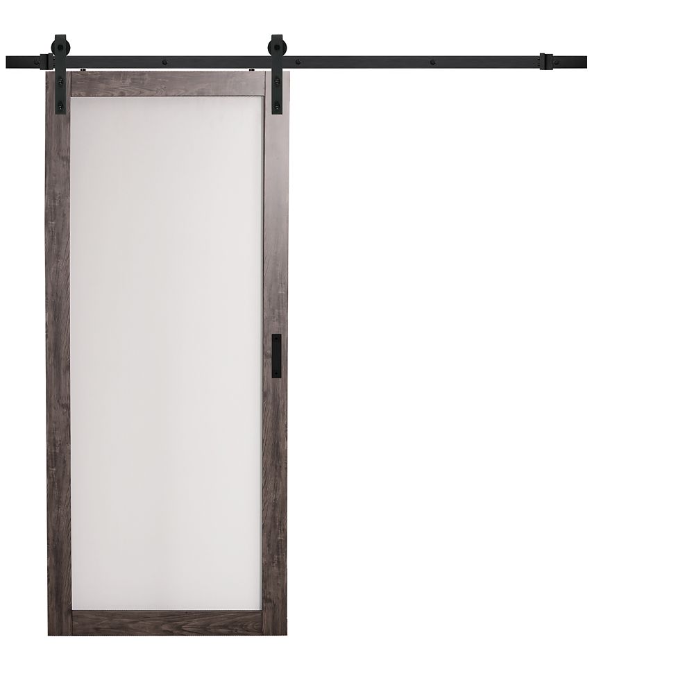 TRUporte 36 inch x 84 inch Iron Age 1 Lite Frosted Glass Rustic Barn ...