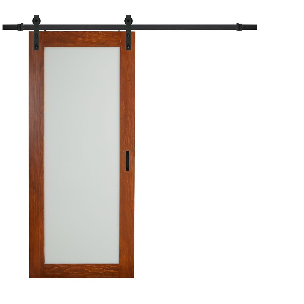 TRUporte 36 inch x 84 inch Cherry 1 Lite Frosted Glass ...