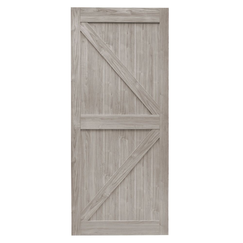 TRUporte 36 inch x 84 inch Silver Oak K Design Rustic PreDrilled Barn