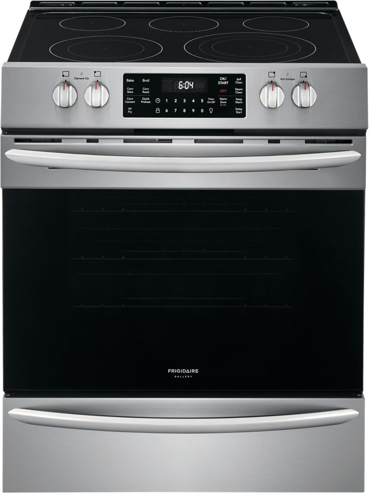 Frigidaire Gallery 30 Inch 5 4 Cu Ft Front Control Electric Range With Air Fry In Stainl