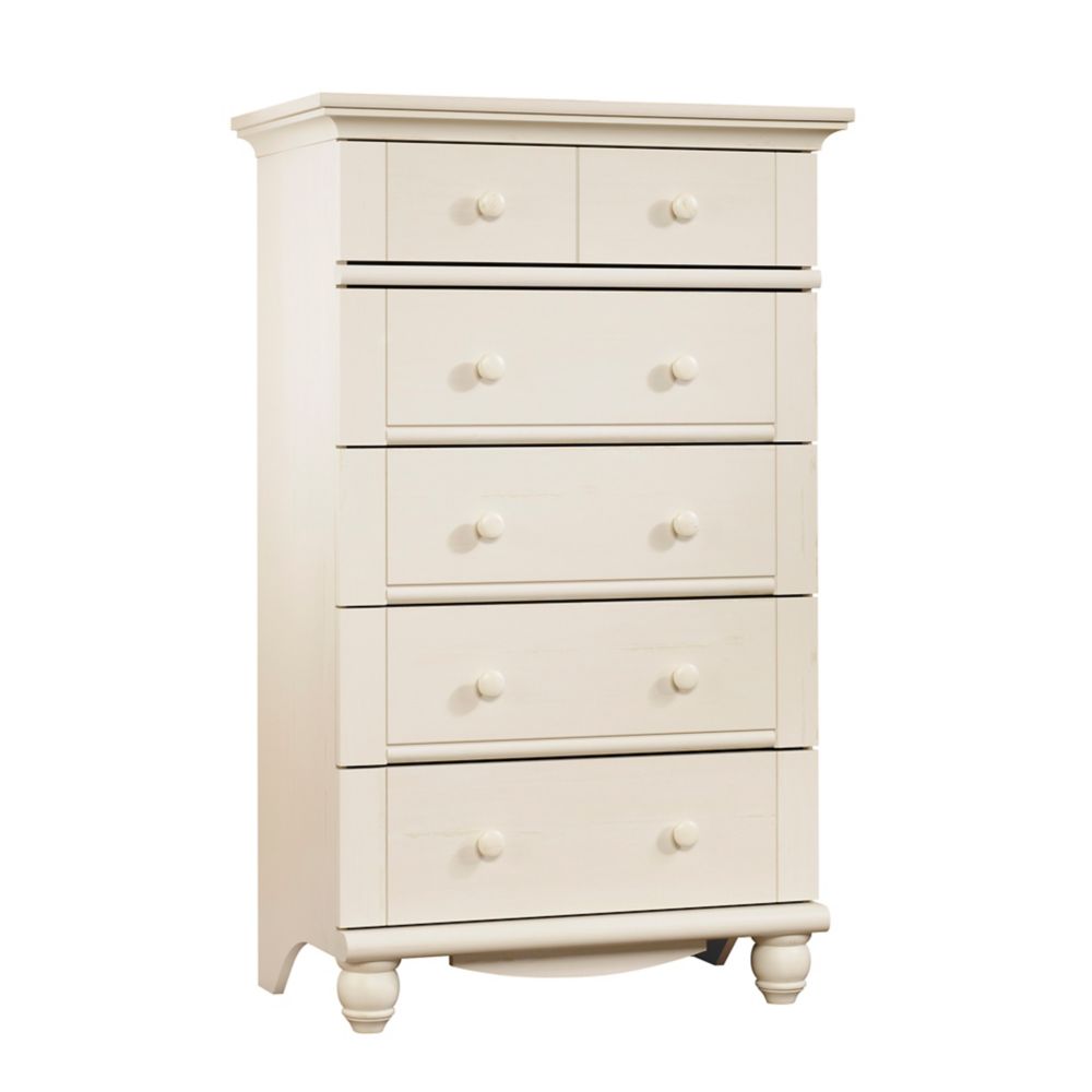 Harbor View 5 Drawer Chest In Antiqued White