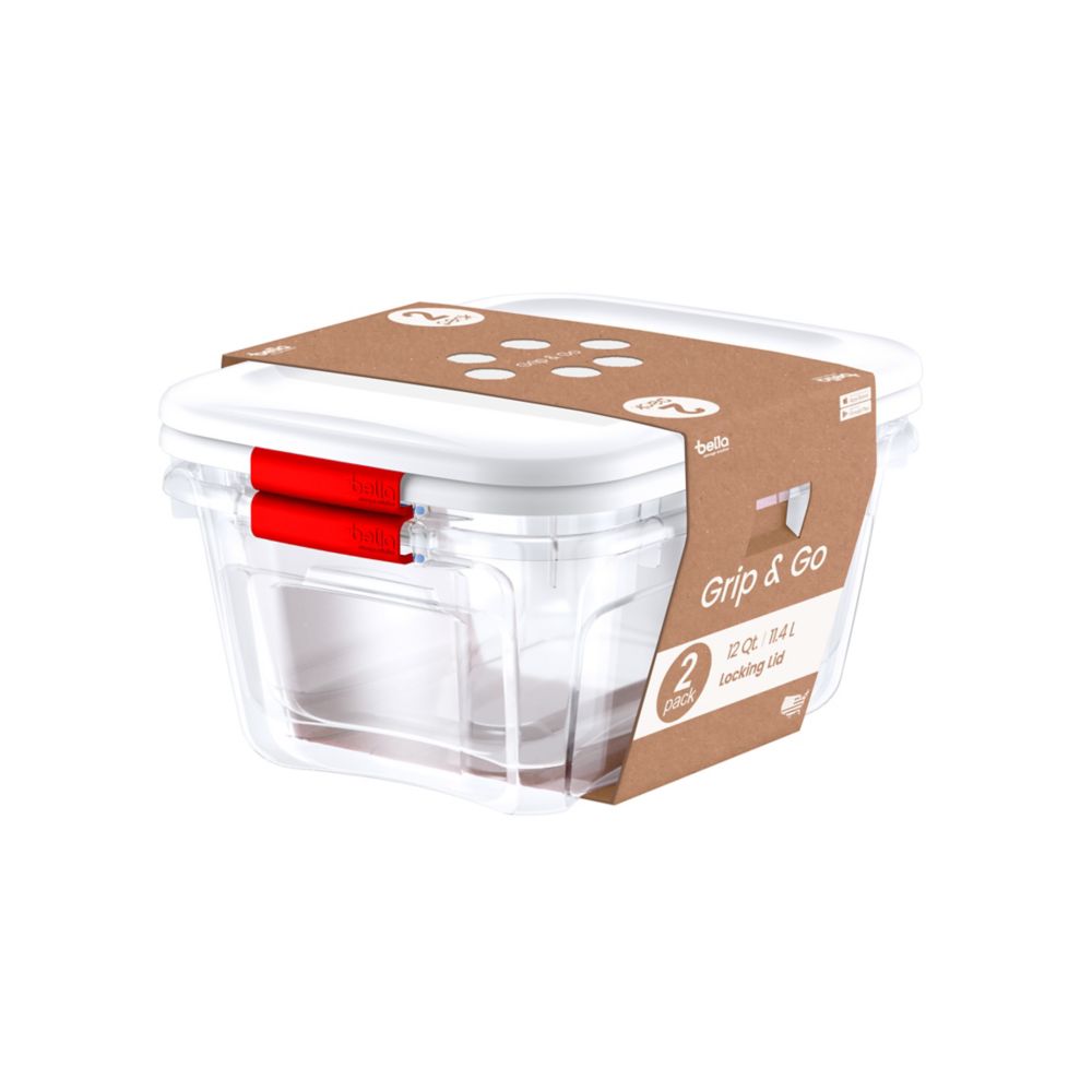 Bella Storage Solution 2PK 11.4L Red Locking Storage Totes The Home