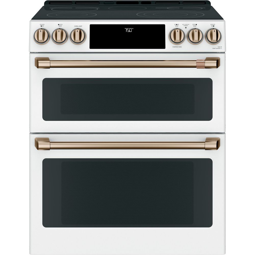 Café 7 cu ft. Electric Double Oven SlideIn Range in Matte White The