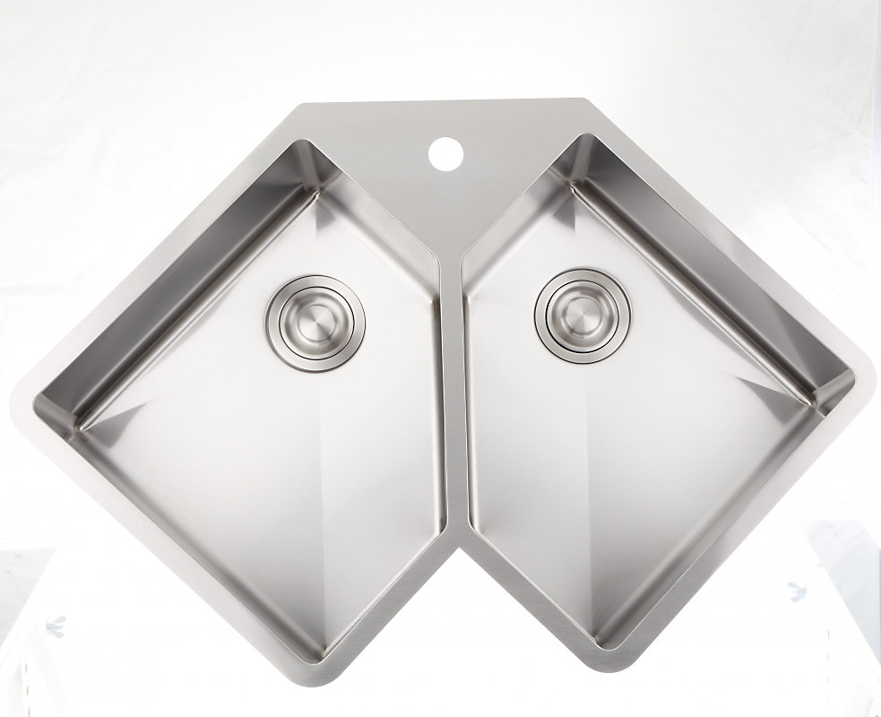 36 37 Inch W Double Bowl Drop In Kitchen Sink For A Single Hole Drilling