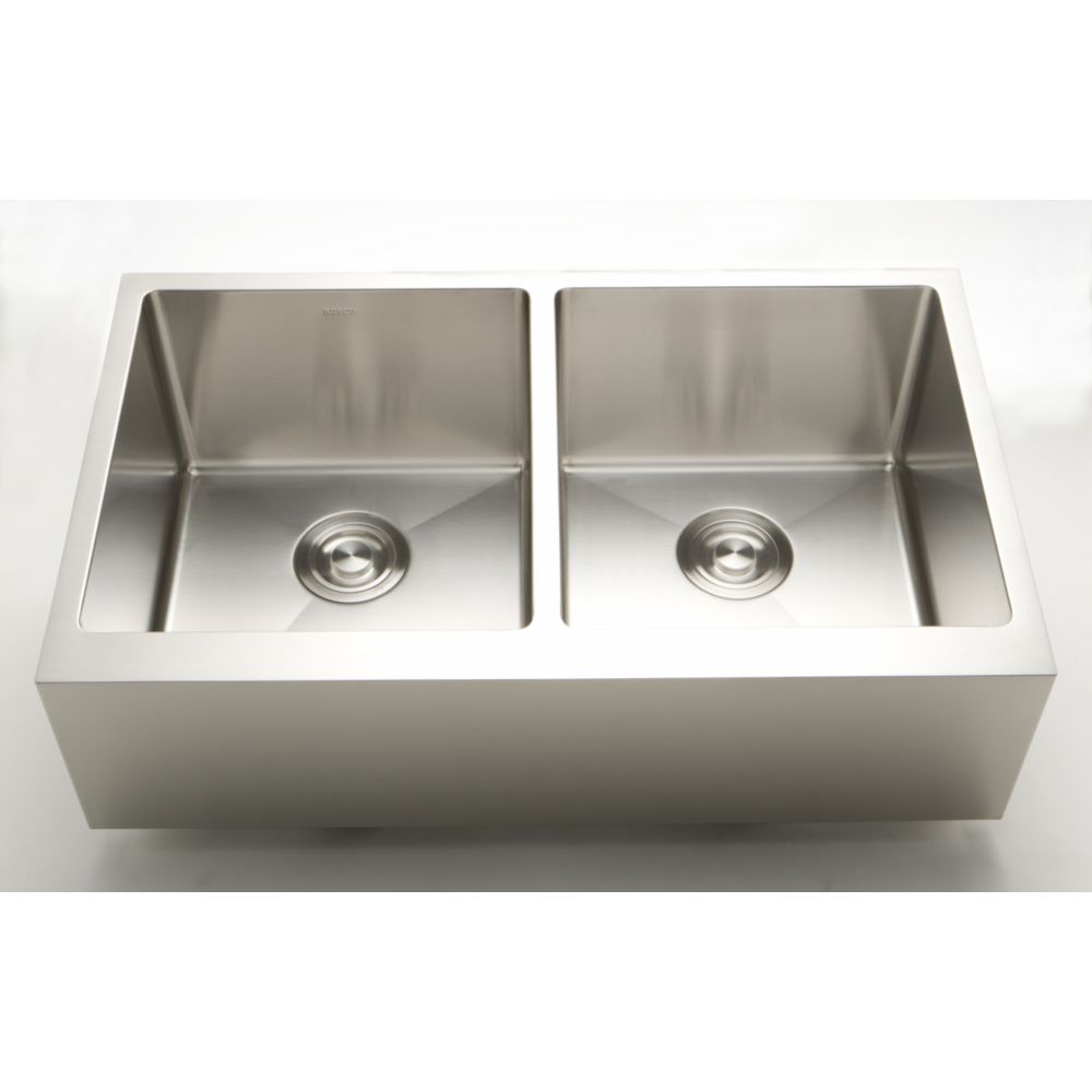 36 Inch W Double Bowl Undermount Kitchen Sink For A Deck Mount Drilling