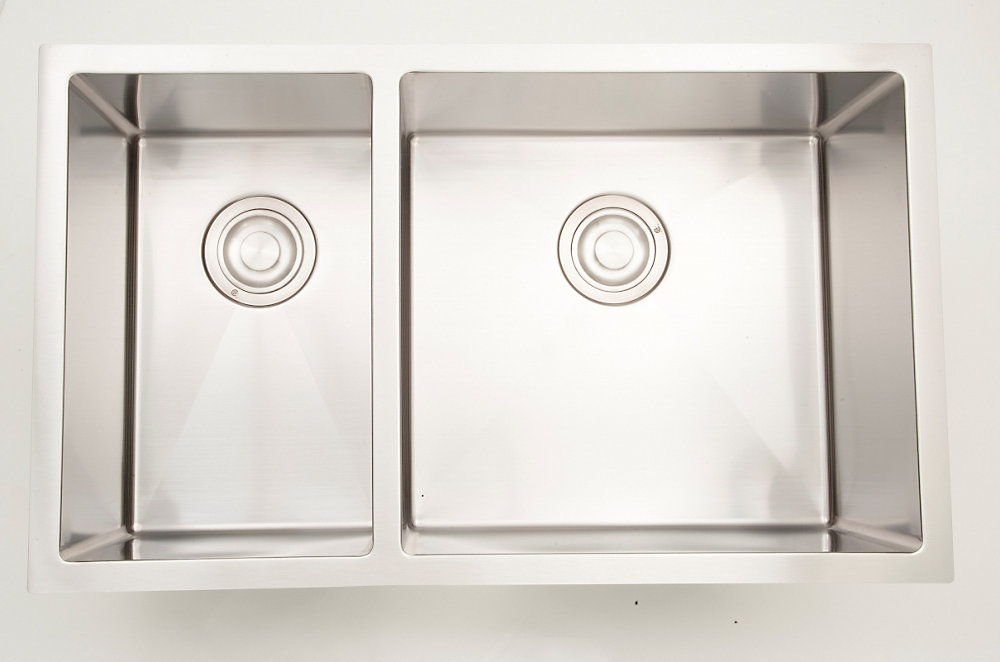 30 Inch W 70 30 Double Bowl Undermount Kitchen Sink For A Deck Mount Drilling