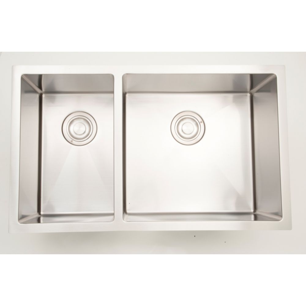 30 Inch W 70 30 Double Bowl Undermount Kitchen Sink For A Deck Mount Drilling