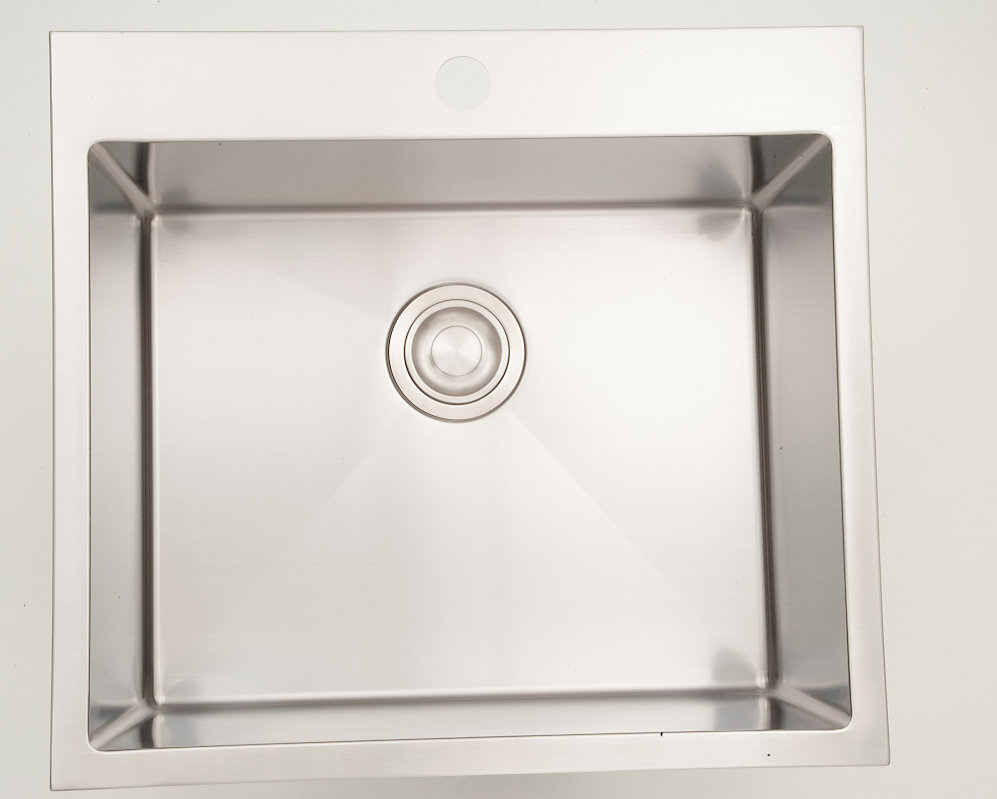 22 Inch W Single Bowl Drop In Kitchen Sink For A Single Hole Drilling