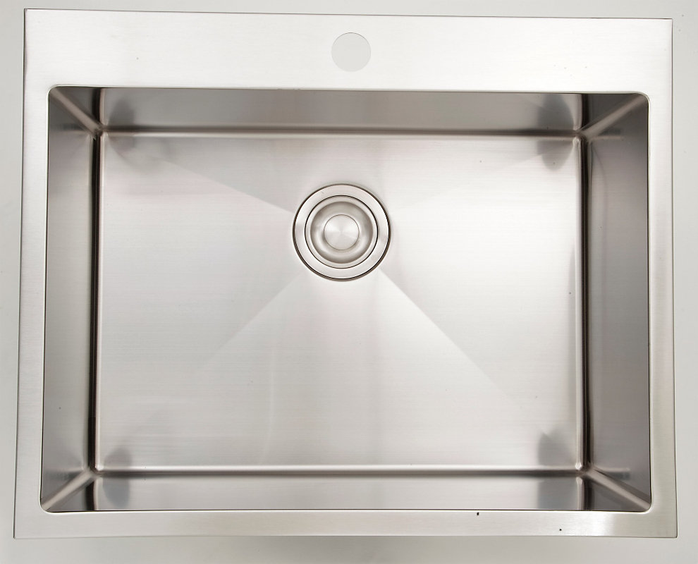 27 Inch W Single Bowl Drop In Kitchen Sink For A Hole Drilling