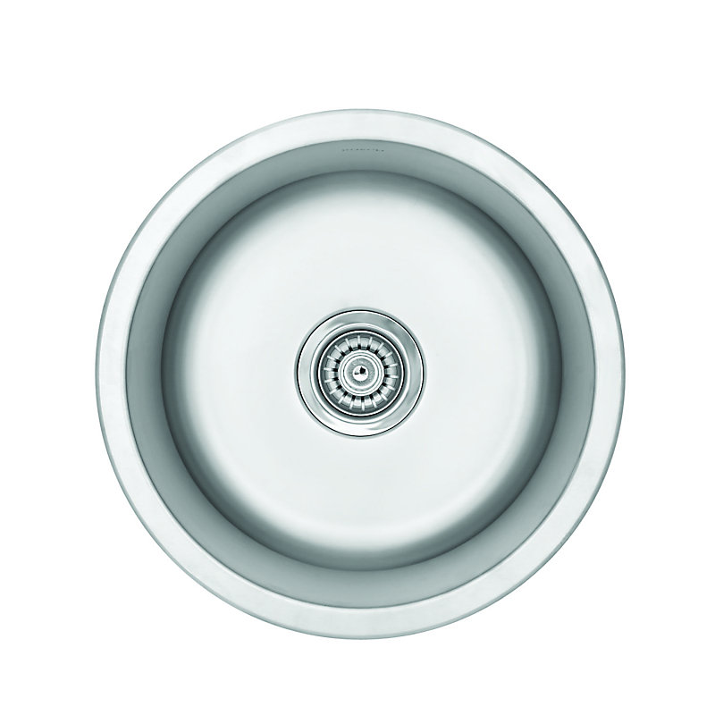 16 5 Inch W Round Single Bowl Undermount Kitchen Sink For A Wall Mount Drilling
