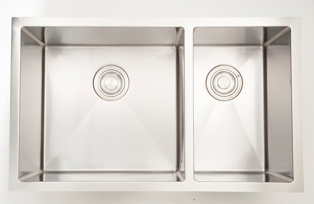 American Imaginations 28 Inch W Double Bowl Undermount Kitchen Sink