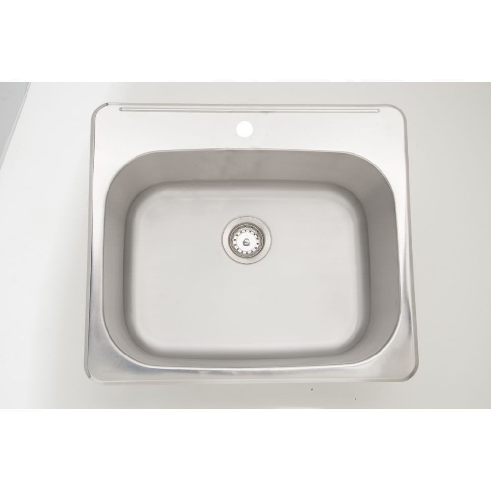 25 Inch W X 22 Inch D Drop In Laundry Sink For A Single Hole Faucet Drilling With Gauge 18