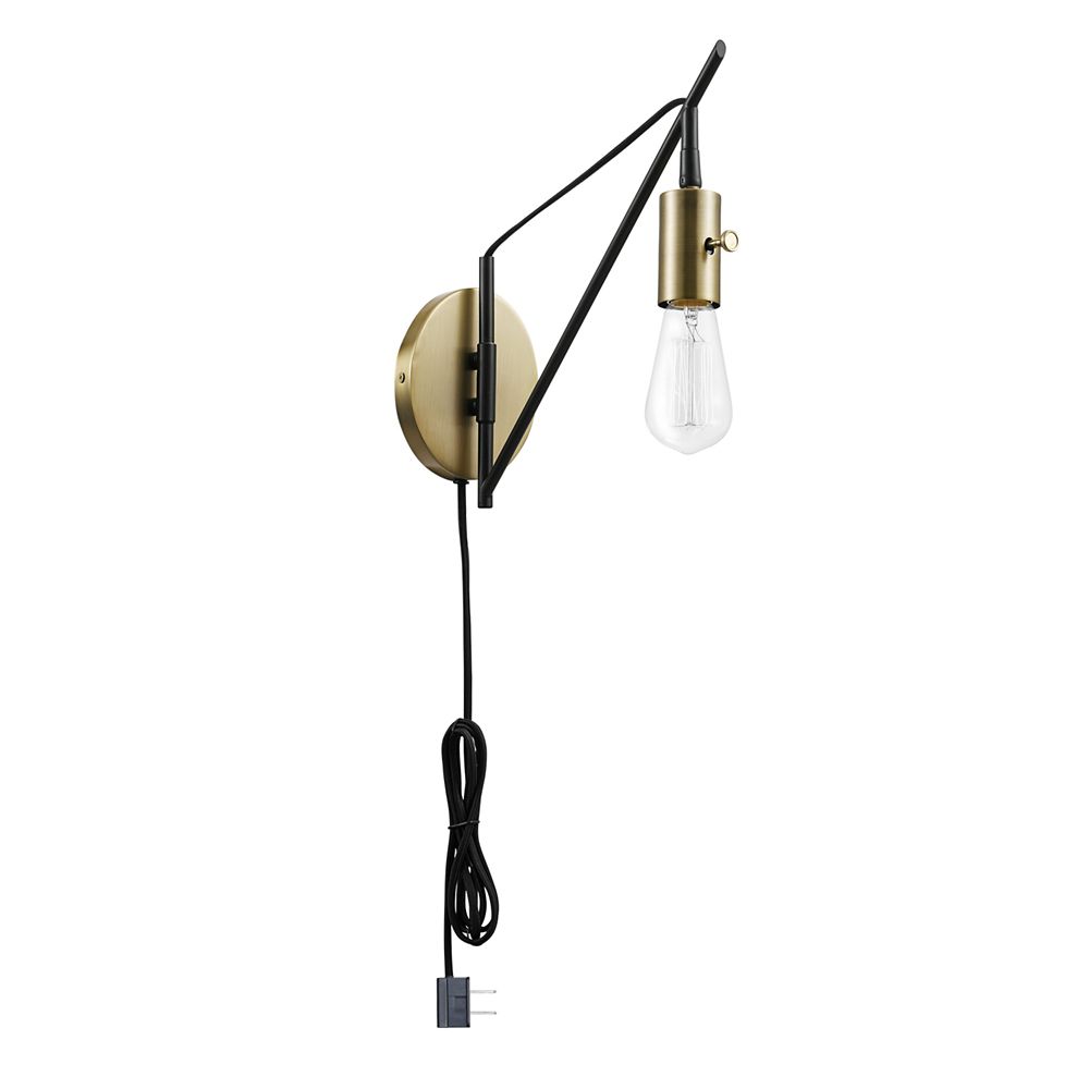 Globe Electric Exeter 1Light Bronze PlugIn or Hardwire Swing Arm Wall