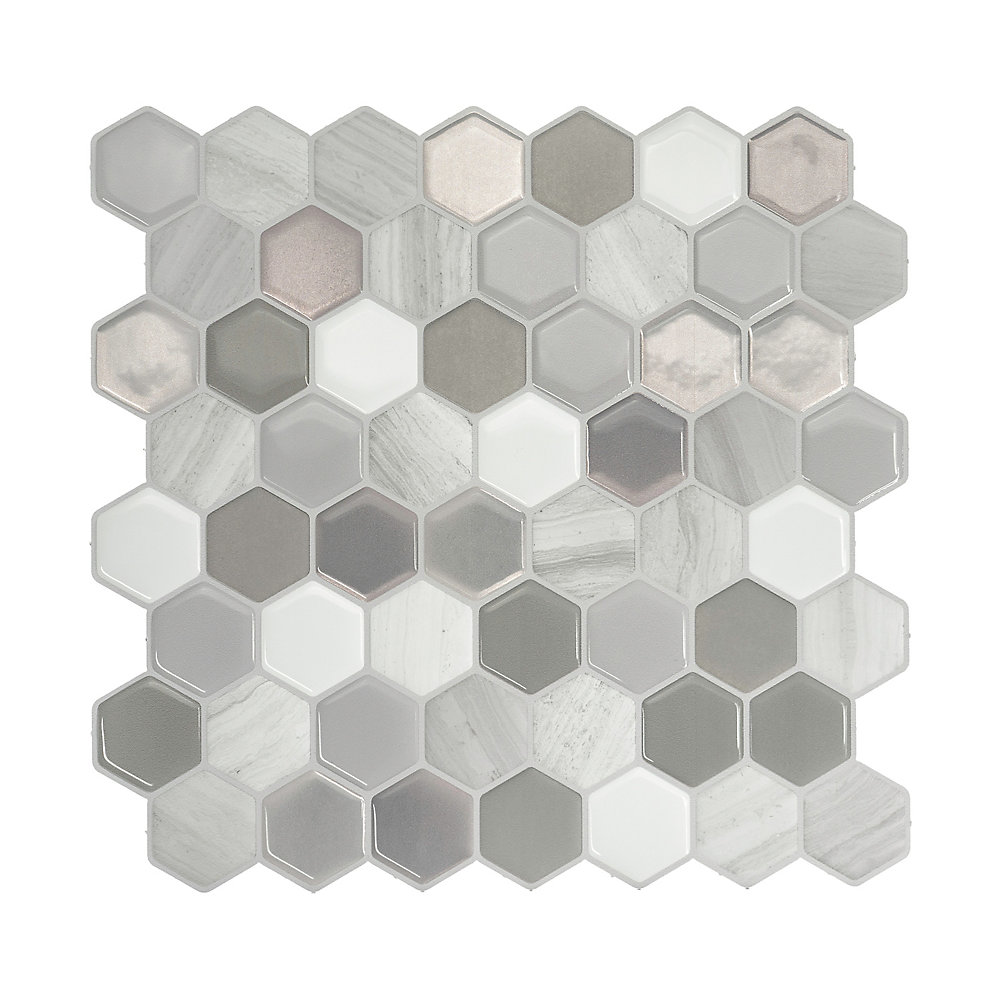 Smart Tiles Haxagone Travertino Multi 9 76 Inch W X 35 H L Smart Tiles Haxagone Travertino Multi 9 76 Inch W X 35 H L And Stick Decorative Wall Tile 4 Pack