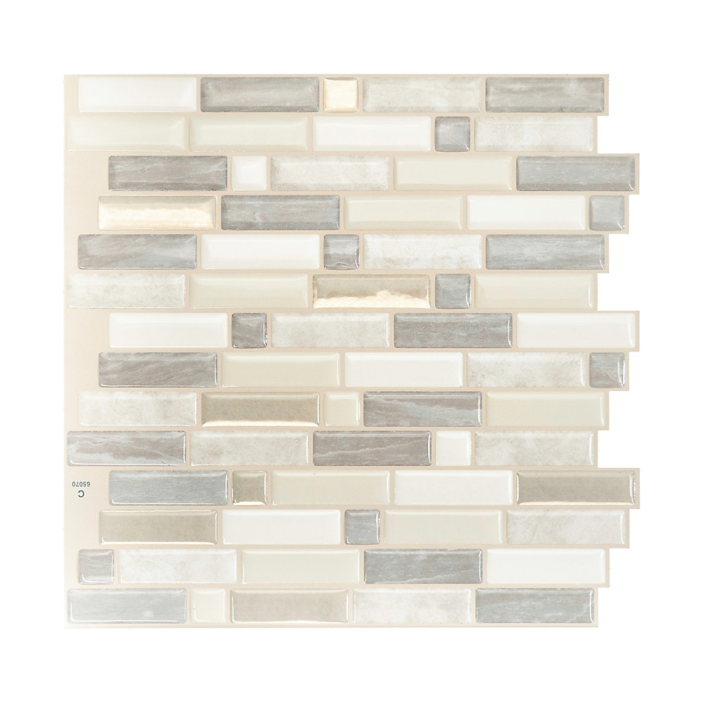 Smart Tiles Crescendo Ciotta 9 73 Inch W X 36 H Taupe L Smart Tiles Crescendo Ciotta 9 73 Inch W X 36 H Taupe L And Stick Decorative Wall Tile 4 Pack