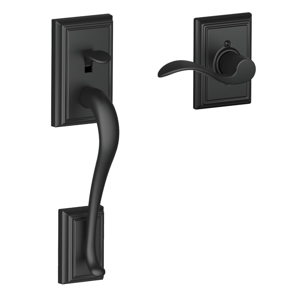 Schlage lower half handleset in Addison trim with Accent lever in Matte