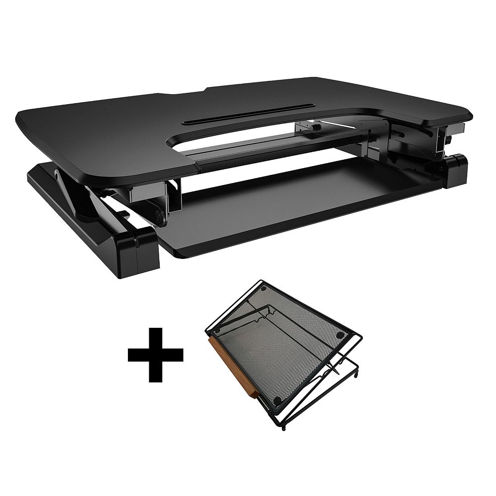 Posidesk 35inch SitStand Desk with Retractable Keyboard Tray with