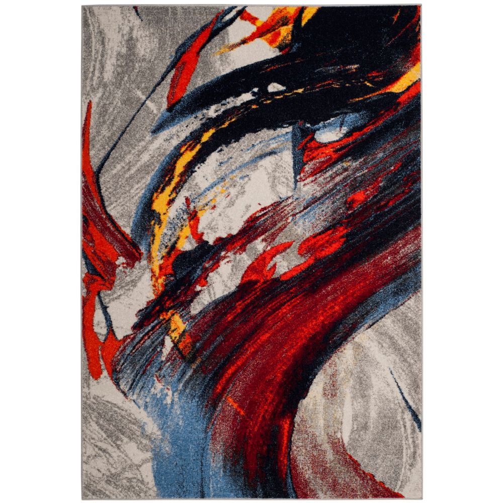 Tapis Dintérieur 4 Pi X 6 Pi Porcello Jamal Gris Clair Rouge